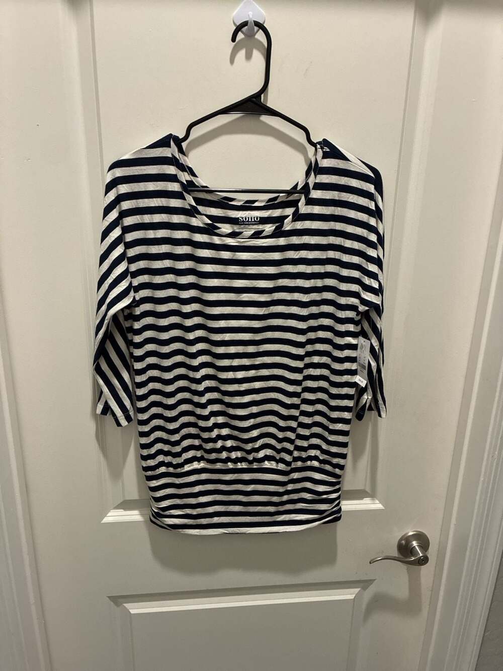 Soho New York & Company Manhattan Tee Striped 3/4 Sleeve Top Size S